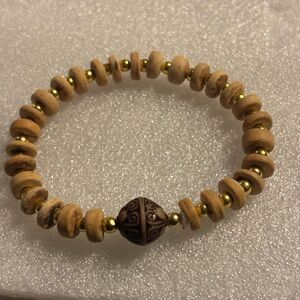 Brown and Gold Beaded Bracelet
